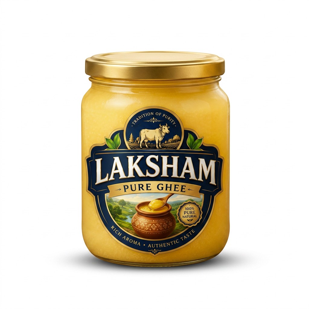 Laksham A2 ghee in glass jar